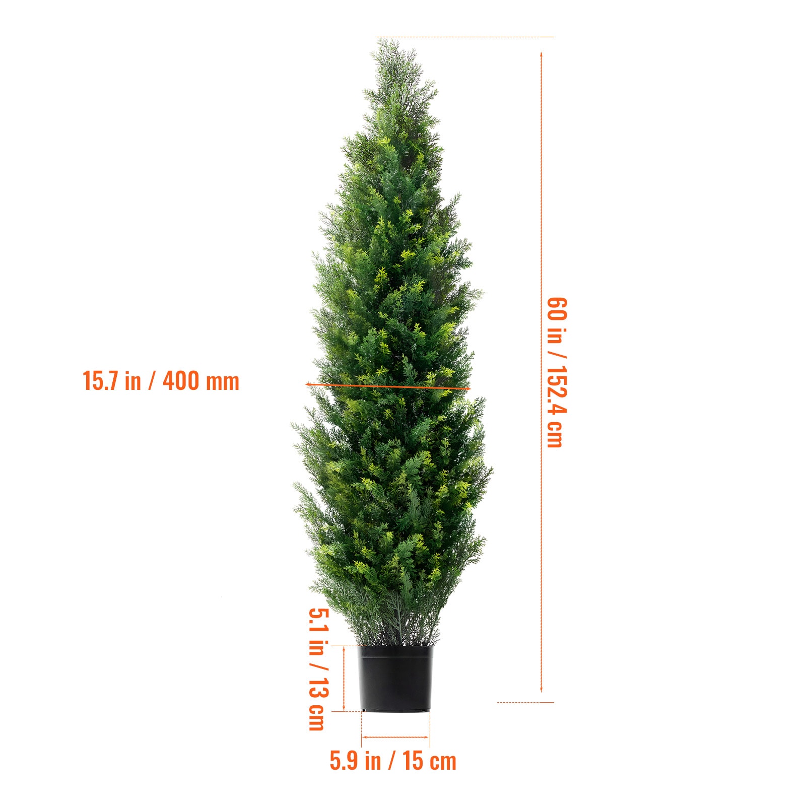 2 Pack 5' Artificial Cedar Topiary Tree Plant UV Decor In/Outdoor_voghion.com